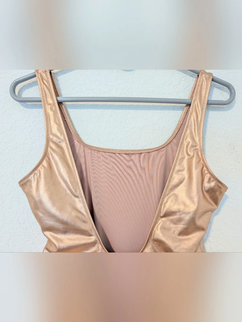 Skims Rose Gold Metallic Open Back High Cut One-Piece Swimsuit SM